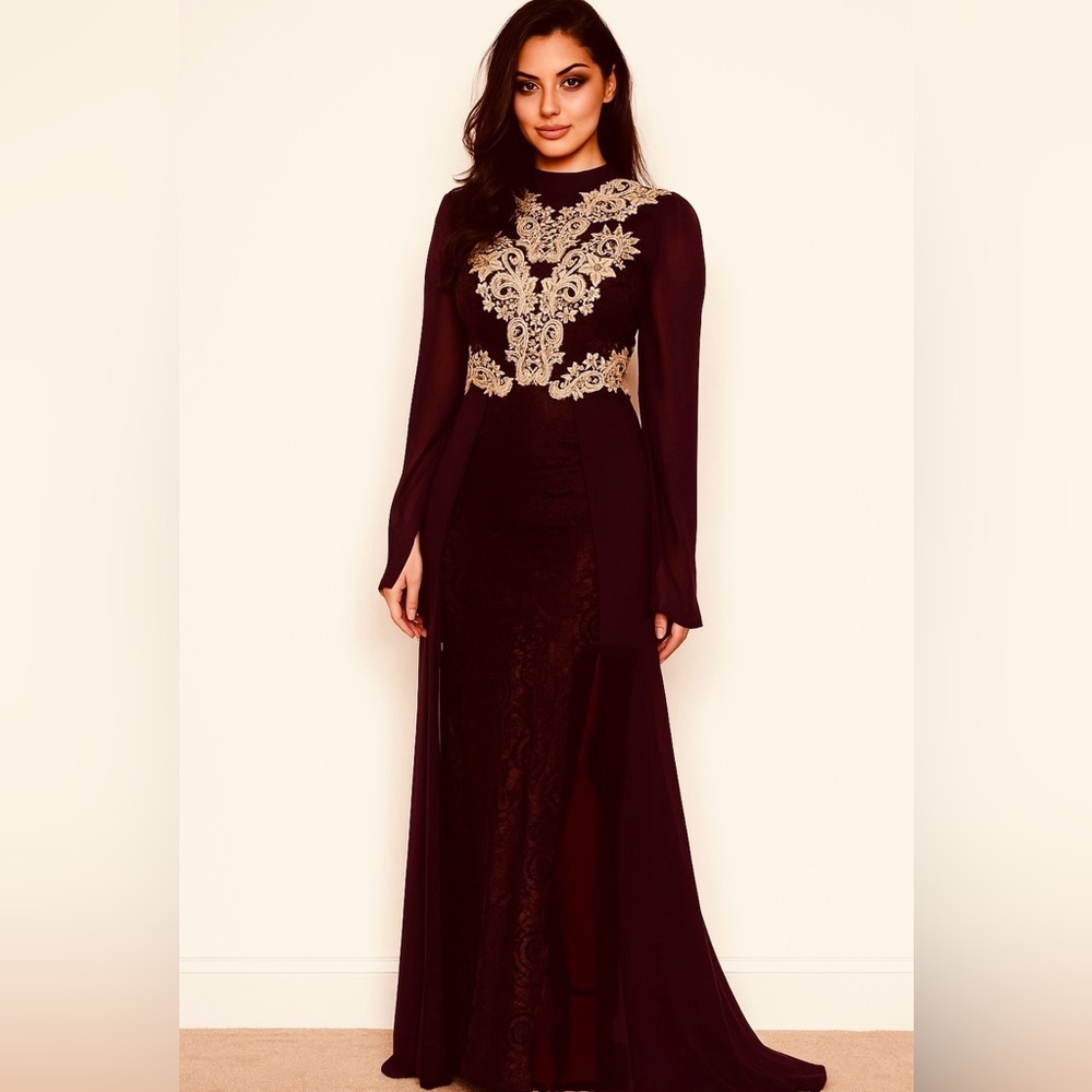 Elegant Purple and Gold Women's Gown